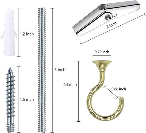 Large Swag Ceiling Hooks Heavy Duty Swag Hook with Hardware for Hanging Plants Ceiling Installation Cavity Wall Fixing (4, Gold) in Kuwait
