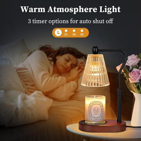 Lukasa Candle Warmer Lamp, Adjustable Height, with Timer and Dimmer, Gifts for Women Mom, House Warming Gifts New Home Decor, Wax Melt Warmer for Scented Jar Candles, with 2 Bulbs in Saudi Arabia