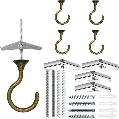Large Swag Ceiling Hooks Heavy Duty Swag Hook with Hardware for Hanging Plants Ceiling Installation Cavity Wall Fixing (4, Gold) in Kuwait