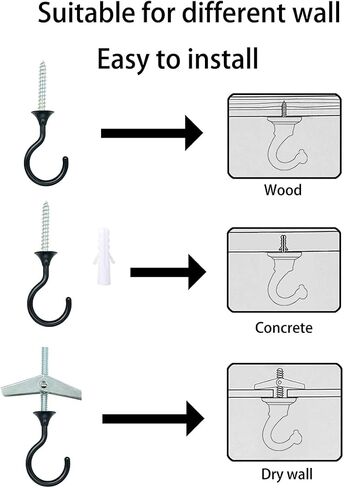 Large Swag Ceiling Hooks Heavy Duty Swag Hook with Hardware for Hanging Plants Ceiling Installation Cavity Wall Fixing (4, Gold) in Kuwait