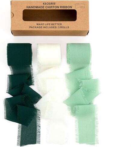 KEOSREE Baby Blue Dusty Blue Chiffon Ribbon Set 1.5" x21Yd(7YardsX3Rolls) in Kuwait