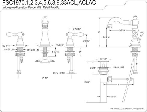 Kingston Brass FSC1979ACL American Classic Widespread Bathroom Faucet, 5-5/16 Inch in Spout Reach, Polished Nickel in Saudi Arabia