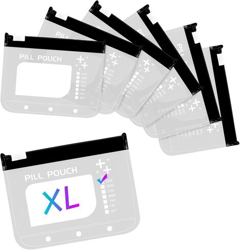 7 قطع من أكياس تنظيم حبوب الدواء، مناسبة لأكياس تخزين حبوب الدواء ذات الأوراق الفضفاضة مقاس A8، خالية من مادة BPA، حقيبة بسحاب قابلة لإعادة الاستخدام مقاس 3.4 بوصة × 4.3 بوصة، حقيبة تخزين صغيرة للأشياء مع قفل منزلق in Kuwait