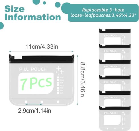 7 قطع من أكياس تنظيم حبوب الدواء، مناسبة لأكياس تخزين حبوب الدواء ذات الأوراق الفضفاضة مقاس A8، خالية من مادة BPA، حقيبة بسحاب قابلة لإعادة الاستخدام مقاس 3.4 بوصة × 4.3 بوصة، حقيبة تخزين صغيرة للأشياء مع قفل منزلق in Kuwait