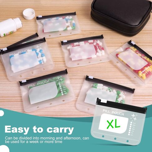 7 قطع من أكياس تنظيم حبوب الدواء، مناسبة لأكياس تخزين حبوب الدواء ذات الأوراق الفضفاضة مقاس A8، خالية من مادة BPA، حقيبة بسحاب قابلة لإعادة الاستخدام مقاس 3.4 بوصة × 4.3 بوصة، حقيبة تخزين صغيرة للأشياء مع قفل منزلق in Kuwait