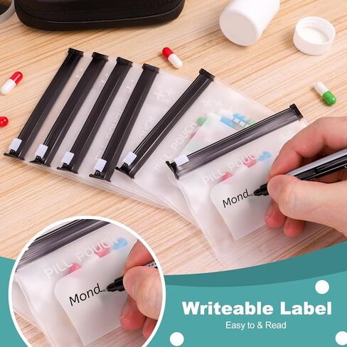 7 قطع من أكياس تنظيم حبوب الدواء، مناسبة لأكياس تخزين حبوب الدواء ذات الأوراق الفضفاضة مقاس A8، خالية من مادة BPA، حقيبة بسحاب قابلة لإعادة الاستخدام مقاس 3.4 بوصة × 4.3 بوصة، حقيبة تخزين صغيرة للأشياء مع قفل منزلق in Kuwait