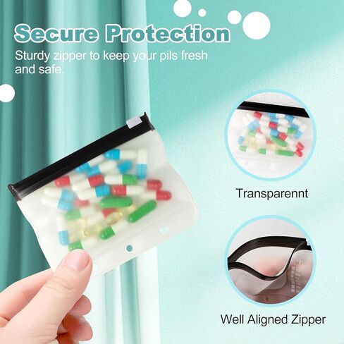 7 قطع من أكياس تنظيم حبوب الدواء، مناسبة لأكياس تخزين حبوب الدواء ذات الأوراق الفضفاضة مقاس A8، خالية من مادة BPA، حقيبة بسحاب قابلة لإعادة الاستخدام مقاس 3.4 بوصة × 4.3 بوصة، حقيبة تخزين صغيرة للأشياء مع قفل منزلق in Kuwait