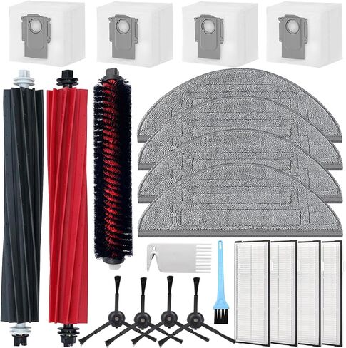 GYLBF Accessories Kit Compatible with Roborock S8 Pro Ultra Robot, Replacement Parts Include 2 Roller Brush, 1 Self-Cleaning Brush, 4 Hepa Filter, 4 Side Brush, 4 Mop Cloth, 4 Dust Bags in Kuwait