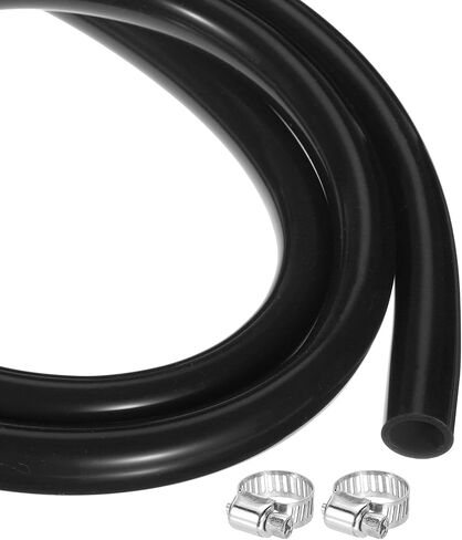 MECCANIXITY 6.6ft Silicone Rubber Tubing 3/8" ID Plastic Tube Flexible Air Hose for Brewing, Wine Making, Pump Siphon, 9.5mm x 14.3mm, with 2pcs Clamps, Black in Saudi Arabia