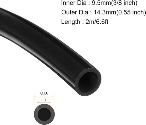 MECCANIXITY 6.6ft Silicone Rubber Tubing 3/8" ID Plastic Tube Flexible Air Hose for Brewing, Wine Making, Pump Siphon, 9.5mm x 14.3mm, with 2pcs Clamps, Black in Saudi Arabia