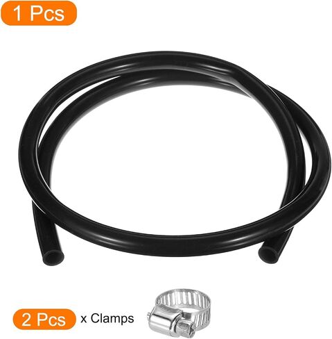 MECCANIXITY 6.6ft Silicone Rubber Tubing 3/8" ID Plastic Tube Flexible Air Hose for Brewing, Wine Making, Pump Siphon, 9.5mm x 14.3mm, with 2pcs Clamps, Black in Saudi Arabia