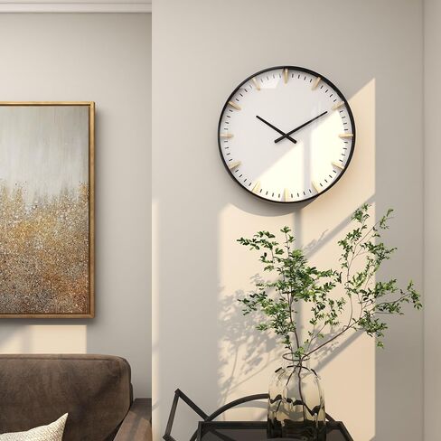 ساعة حائط زجاجية ديكو 79 بوجه أبيض، 20 بوصة × 2 بوصة × 20 بوصة، ذهبي in Kuwait