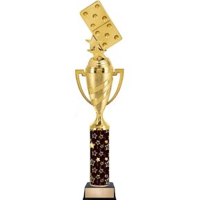 Crown Awards Personalized Black Starlite Dominoes Trophy, 14" Dominoes Trophy Prize, Personalize with Free Engraving Prime