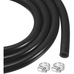 MECCANIXITY 6.6ft Silicone Rubber Tubing 3/8" ID Plastic Tube Flexible Air Hose for Brewing, Wine Making, Pump Siphon, 9.5mm x 14.3mm, with 2pcs Clamps, Black