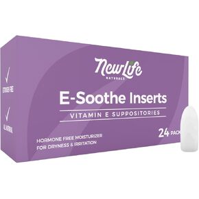 NewLife Naturals Vitamin E Suppositories 38IU - Vaginal Dryness Irritation Menopause Atrophy Relief - All Natural Estrogen Free Feminine Care - 24 Inserts