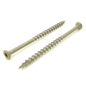 100 Qty #9 x 3" Inch Dark Tan Fence & Deck Screws | Torx Star Drive | Bit Included (BCP927)