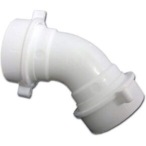 LASCO 03-4267 White Plastic Tubular 1-1/2-Inch Slip Joint 45-Degree Elbow with Nuts and Washers