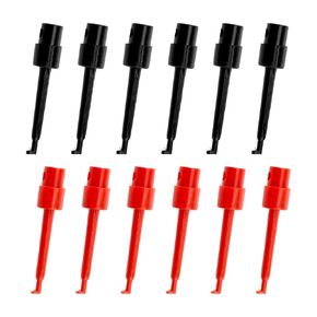 12 Pcs Test Hook Clips Multimeter Test Kit Grabber Test Probe for Wire Electronic Components Testing