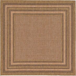 Unique Loom Outdoor Border Collection Area Rug - Multi Border (7' x 10' Rectangle, Gray/ Black)