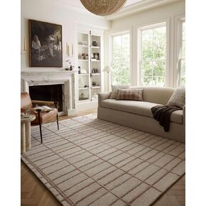 Loloi Chris Loves Julia x Bradley Collection, Cocoa & Cocoa, 7'-9" x 9'-9" Area Rug – Classic Striped Area Rugs for Living Room, Bedroom, Entryway & Hallway, High Traffic Area Home Decor Rug