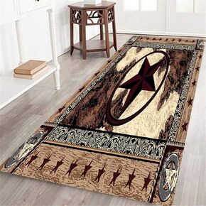 Long Runner Rug,Western Texas Star Vintage Style Stars on Wood Panel Print Rustic,Non-Slip Floor Carpet Hallway Doormat Entrance Door Mats Washable Area Kitchen Rugs