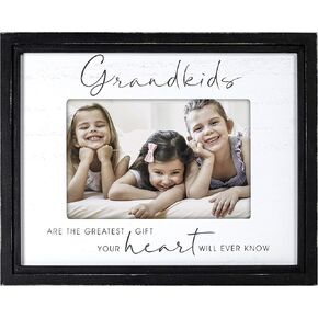 Malden International Designs 4x6 Grandkids Script Sentiments Picture Frame Grandkids Are The Greatest Gift Your Heart Will Ever Know White MDF Wood Frame Raised Black Outer Wood Moulding