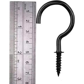 30pcs 2.8 inches Black Screw Hook Metal Screw Hook Heavy Duty Screw Hook Carbon Steel Hook Wood Wall Cement Wall Kitchen Bathroom Multifunctional Cup Hook