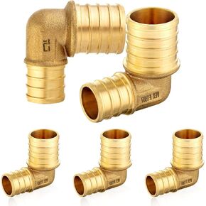 3-Pack PEX Fittings, 3/4"x1" Pex Elbow, Brass Crimp Fitting for Pex Pipes, ASTM F1807