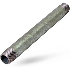 OQHM1012 12" Long Galvanized Steel Nipple Pipe Fitting with 1" Nominal Size Diameter, 1" x 12"