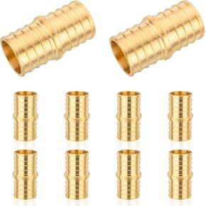 20-Pack PEX Fittings, 1"x1" Pex Straight Coupling, Brass Crimp Fitting for Pex Pipes, ASTM F1807