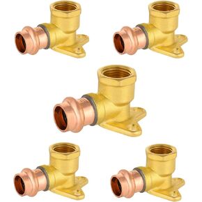 (Pack of 5) EFIELD 1/2" Copper Press Fit x 1/2" Female NPT Drop Ear 90-Degree Elbow Plumbing Fittings, LBP Design