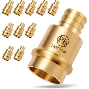 Litorange 10 Pcs Extended 1/2 inch Press x 1/2 inch PEX Crimp Coupling, Lead-Free 1/2 inch PEX Press Fittings Brass Adapter for Quick Connection of Copper Tube and PEX-B Pipe