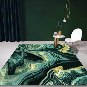 Modern Aesthetic Grey Black Gold Marble Abstract Area Rug 5x7 Non-Shedding Soft Rug for Livingroom Bedroom Diningroom Indoor Office Kitchen Floor Carpet