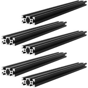 5 PCS 400 mm 2040V Aluminum Extrusion Profile European Standard Anodized Linear Rail for 3D Printer, Laser and CNC Machine, DIY, Black