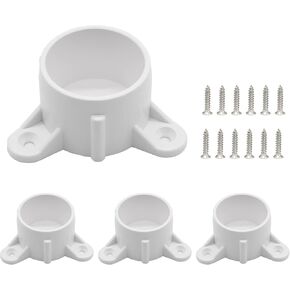 Biaungdo 2 Inch PVC Table Leg Cap Fittings Furniture Grade Rod Holder White Screw Tab Caps with Mounting Screws for Making Storage Shelves Support Feet (2 Pcs)