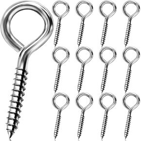3.2 Inches Screw Eyes, 6 Pack Heavy Duty Stainless Metal Eye Bolt, Silver Eye Bolts for Indoor & Outdoor Heavy-Duty Applications in Kuwait