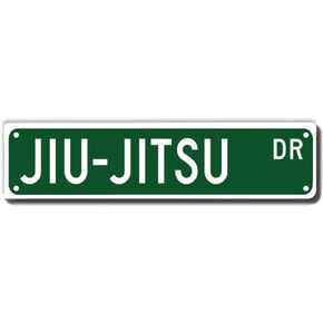 ERMUHEY Jiu-Jitsu Dr Street Sign, Jiu-Jitsu Gift, Jiu-Jitsu Wall Decor for Home Office School Training Room Man Cave Plaque Quality Metal Sign 16x4 Inch