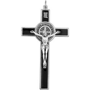 Large Saint Benedict Pectoral Cross with Colored Enamel (Black Traditional)