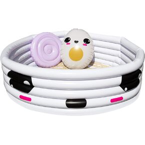 Aquamazing Large Inflatable Kiddie Pool - Cute Boba Tea Theme, Kawaii Inspired Children's Pool w Play Pillow Floats and Accessories - Measures 67" x 26" Family Sized for Baby, Toddlers, Kids, & Adults