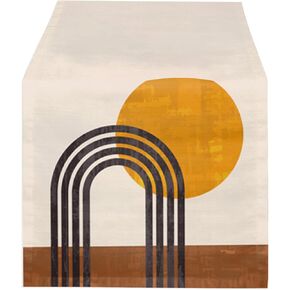 Boho Table Runner 36 Inches Long Spring Table Runner Abstract Mid Century Modern Aesthetic Sun Rainbow Coffee Table Runner for Party Kitchen Decor 13"x36" Farmhouse Table Runner