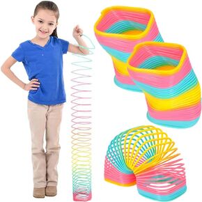 The Dreidel Company Jumbo Square Coil Spring Rainbow, Party Favor for Kids, 4.75" (120mm) Individually Wrapped (2-Pack)