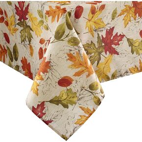 Elrene Home Fashions Autumn Leaves Fall Printed Tablecloth, Holiday Table Cover for Formal or Everyday Use, 60"x84" Oblong/Rectangle