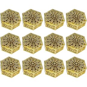 Garneck 12X CANDY BOX- Classic Royal Style Hexagonal Openwork Box, Plastic Trinket Box Wedding Favor Table Decorations-Gold (2.3)