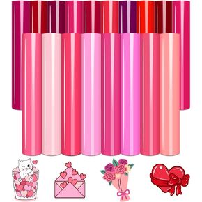 Tintnut Pink HTV Heat Transfer Vinyl - 18 Sheets 12 x 10inches Light Pink Heat Transfer Vinyl Rose Pink HTV Iron on Vinyl for T-Shirts Compatible with Cricut Or Silhoutte Cameo