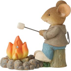 Enesco Tails with Heart Happy Camper Roasting Marshmallows Mouse Miniature Figurine, 2.17 Inch, Multicolor
