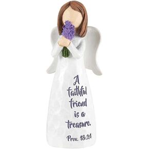 Dicksons Faithful Friend Is A Treasure Angel Ivory 1.5 x 4 Resin Stone Tabletop Figurine