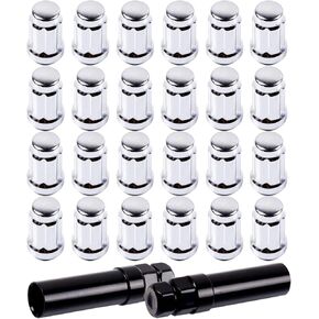 ECCPP M12x1.5 Wheel Lug Nuts 24Pcs + 2 Keys 12x1.5 Red Chrome Spline Bulge Acorn Drive Close End Lug Nuts for 2007-2014 for FJ Cruiser 2001-2016 for Highlander 1997-2016 for Land Cruise