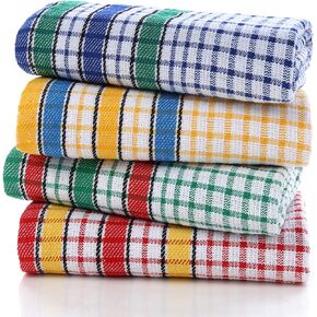 Large Kitchen Dish Towels, 16 Inch x 26 Inch Bulk Absorbent Cotton Kitchen Towels, 4 Pack Bright Colorful Tea/Bar Towels for Washing Drying Dishes and Household