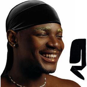DuragPro 2 Pack Velvet Durag for Men - Enhanced Colorfastness, Durability, and Compression