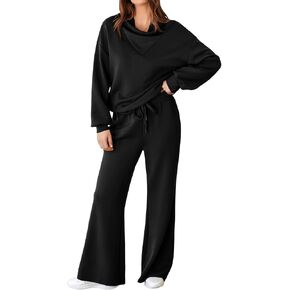 Aleumdr Women's 2 Piece Outfits Lounge Set Mock Neck Long Sleeve Sweatshirt With Wide Leg Pants Sweatsuit Fall 2024 in Kuwait